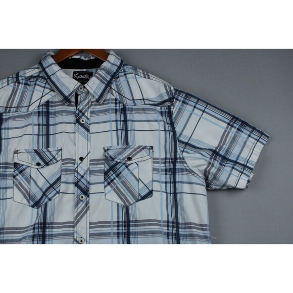 Kaalu Polo Shirt Plaid Multicolor Short Sleeve Button Streetwear Mens Large - Picture 8 of 10